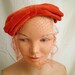 RESERVED 1950s Vintage Bittersweet Orange Velvet Calot Hat