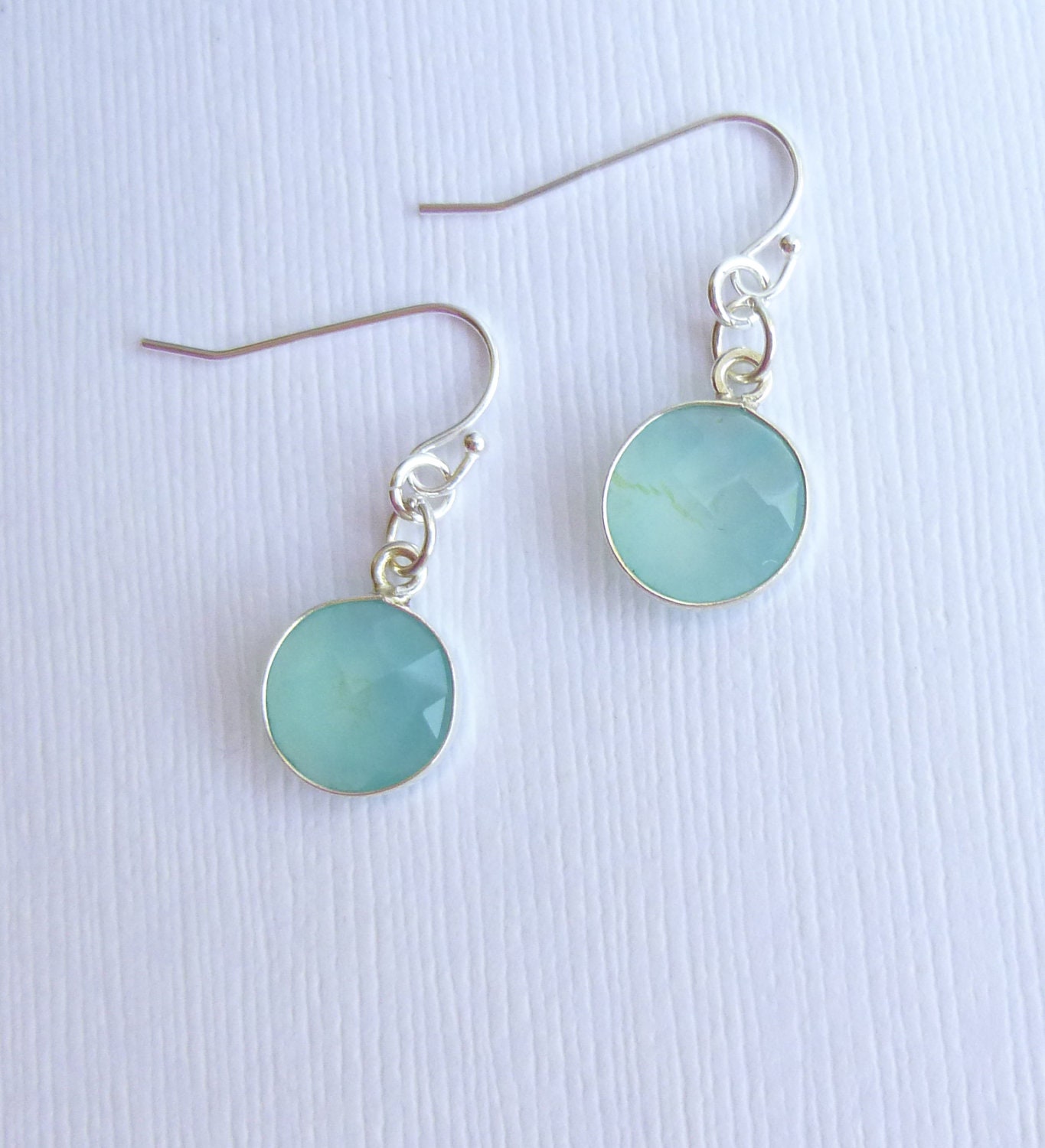 Sea Green Chalecedony Stone Earrings by tinycottagetreasures