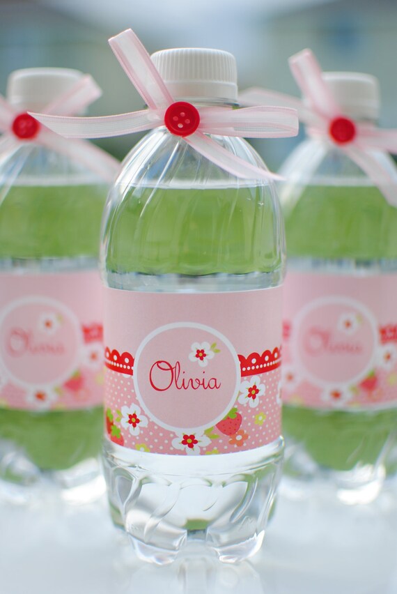 Strawberry Picnic Birthday Party Water Bottle Labels Il_570xn