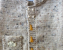 Pull Bébé Garçon J. Khaki Thème Train - Taille 12 Mois, Couleur Beige, Manches Longues, Coton/ramie, Occasion Excellent état