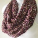 Infinity Scarf in Brown, Purple, Fuchsia and Cream Dappled Design Double Length Eternity Scarf