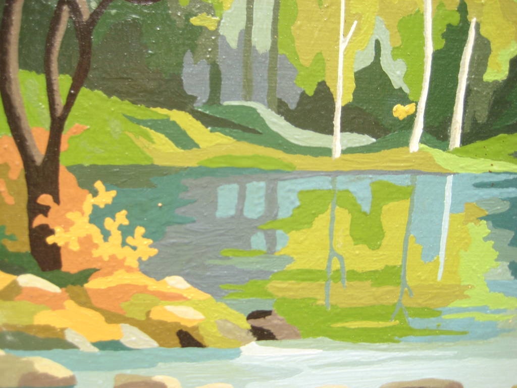 Vintage Paint by Number PBN Landscape Woodland Stream Large