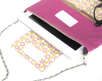 iPad Sleeve, Back to School iPad Case, New iPad Sling Bag, iPad Bag with DETACHABLE straps, ipad Pink daisies