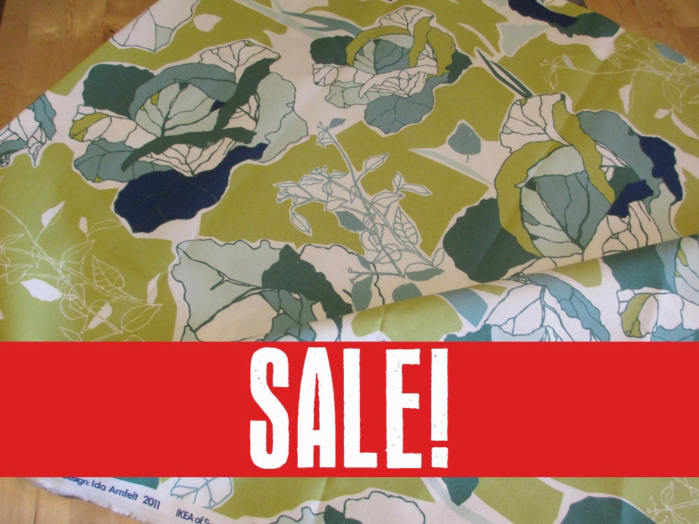 SALE 20 OFF IKEA Green Cotton Fabric 1 Yard