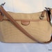 FOSSIL 1954 Summer Khaki Canvas Shoulder Bag Purse Tan Leather Trim EUC