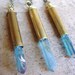 Aqua aura angel quartz carribean blue rainbow bullet shell necklace,brass