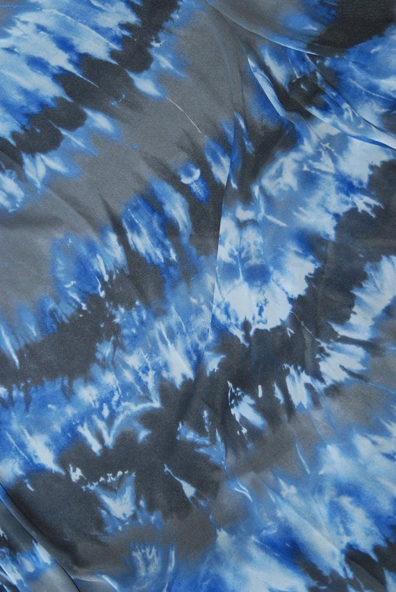 Blue and Gray Tie Dye synthetic chiffon 3 yards by FabricsnLace