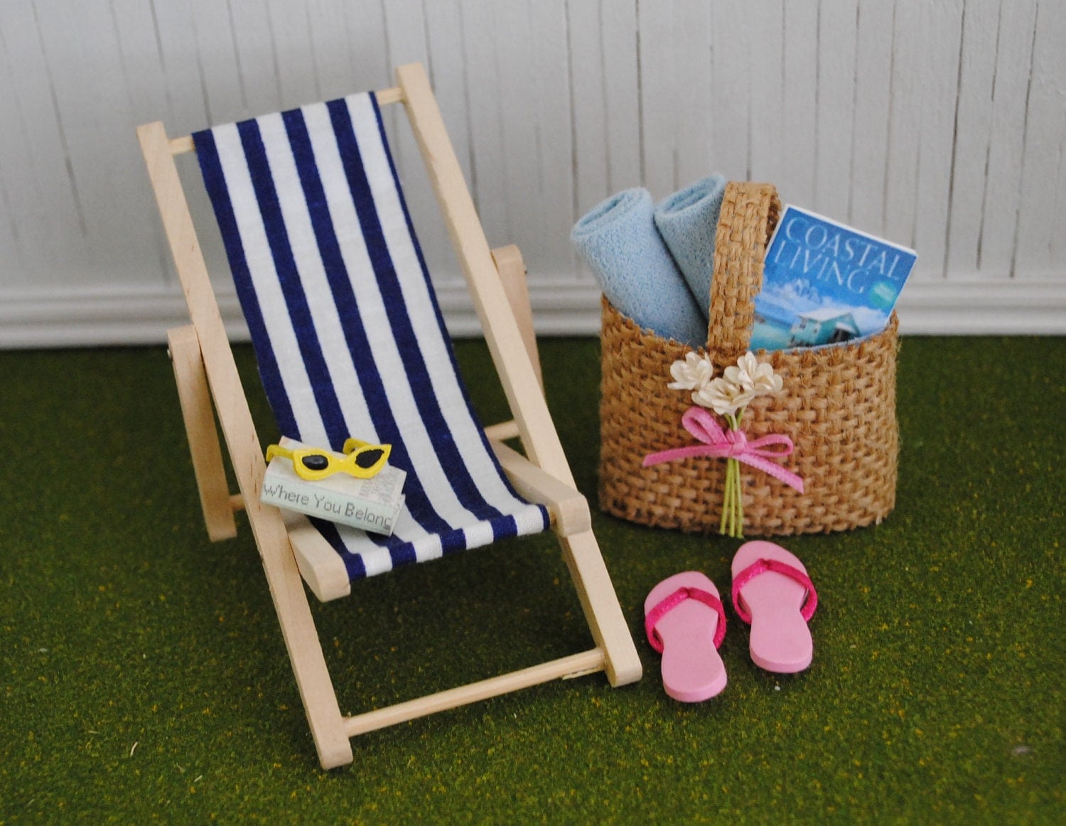 Miniature Blue And White Striped Beach Chair A Cute Burlap
