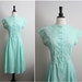 50s Asian Mint embroidery Day dress. Size S/M