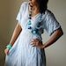 Short Sleeve Dress - Stonewashed Cotton Hand Dyed Summer Dress - Bohemian Crinkle Dress : Natural Romantic Collection
