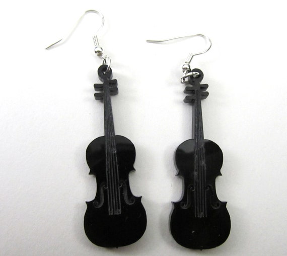 Violin Earrings black Miniblings 2 Violins Music by Miniblings