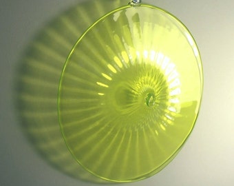 Sun Catcher / Ornament 5.5" diameter- Jewel Color Series- Peridot with Clear Hook : DISASTER RELIEF