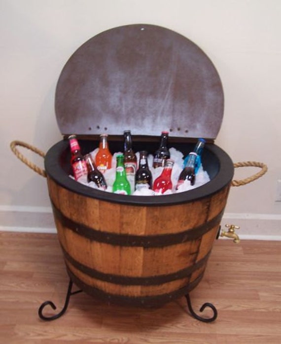 Items similar to Oak Whiskey Half Barrel Iced Drink Cooler on Etsy