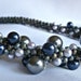 RESERVED Kumihimo beaded necklace, blue silver pearl cluster