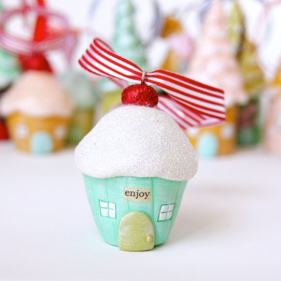 Enjoy a cupcake house ornament by jessicajaneHANDMADE on Etsy