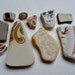 Brown and cream sea pottery selection - 10 pieces - found in England