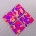 Square Polymer Clay Buttons, torn paper, red purple gold, set of 4