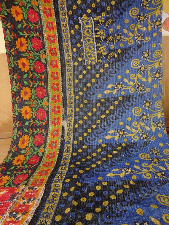 vintage kantha RALLI quilt india by jaisalmerhandloom on Etsy