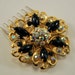 Crystal Hair Clip Black Gold Rhinestone Vintage Hair Brooch Bridal Hair Comb Wedding Jewel Comb, Wedding Hair Accessories