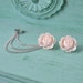 Pale Pink Large Flower Silver Triple Chain Ear Cuff (Pair)