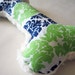 Squeaky Plush Dog Bone Toy, Navy & Lime Baroque Print