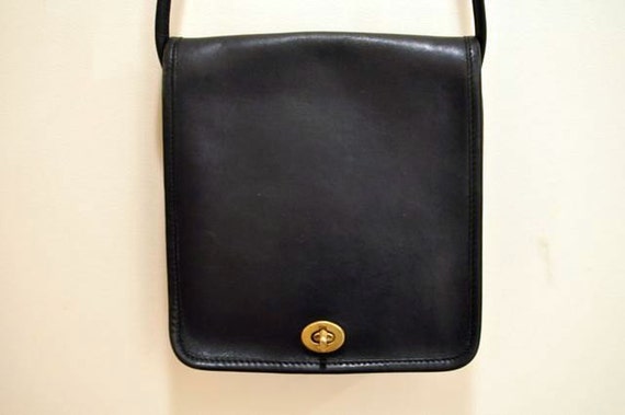 Vintage Coach Classic Small Black Leather Square by thriftingcoups