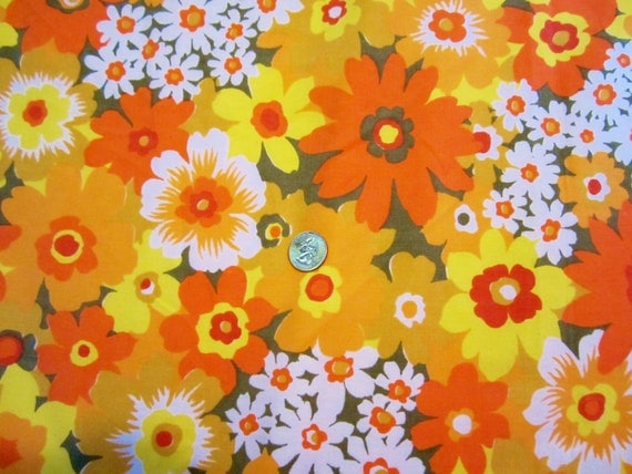 Vintage 1960s Sheet Full Flower Power Pop Art