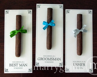 Groomsman Card, Cigar Card Will You Be My Groomsman Your Service Is Requested Best Man, Ring Bearer, Usher Way to Ask Wedding (Set of 6)