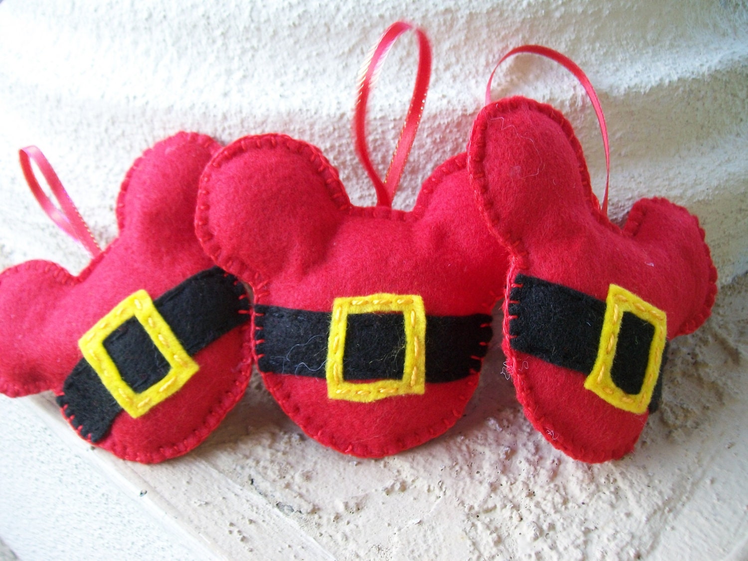 Mickey mouse felt ornament set of 3 by BellisimaSofia on Etsy