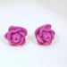 Resin Rose, Purple Rose Pierced Earrings. CKDesigns.us
