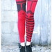 Red and Black Striped Leggings - Pippi Legging - MEDIUM