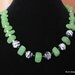 Green Sea Glass Necklace with Black & White Murano Glass Beads