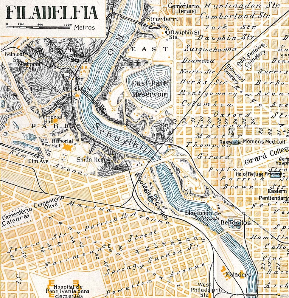 Original Vintage City Map Philadelphia Street by CarambasVintage