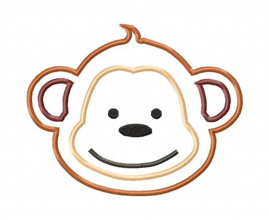 Applique monkey face machine embroidery by rivermillembroidery Applique monkey face machine embroidery by rivermillembroidery