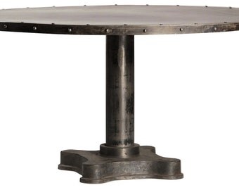 Viktor Industrial Solid Metal and Cast Iron Dining Table