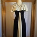 CLEARANCE 50% OFF Vintage 1970's Black & White Dress with Attached Capelet - Size 12