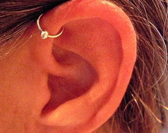 No Piercing Sterling Silver Ear Cuff Helix Cuff "Captive Ball" Handmade Cartilage Cuff