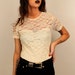 Sweetheart Cut/ SHEER/ See Through LACE / Size Small or Medium Cream Colored // Womens Vintage Top / Shirt/ Blouse