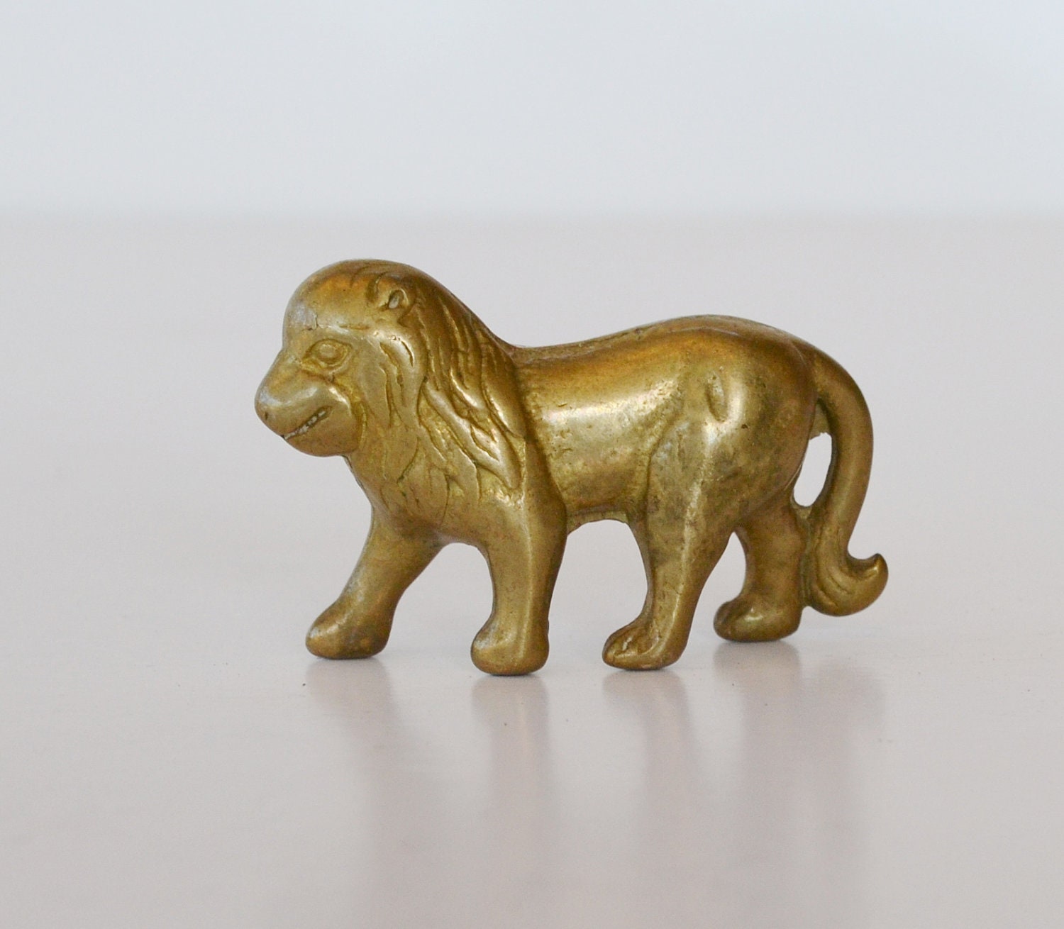 RESERVED for J o e Vintage Brass Lion Figurine Brass Animal