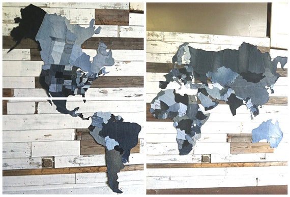 Upcycled Jean World Map