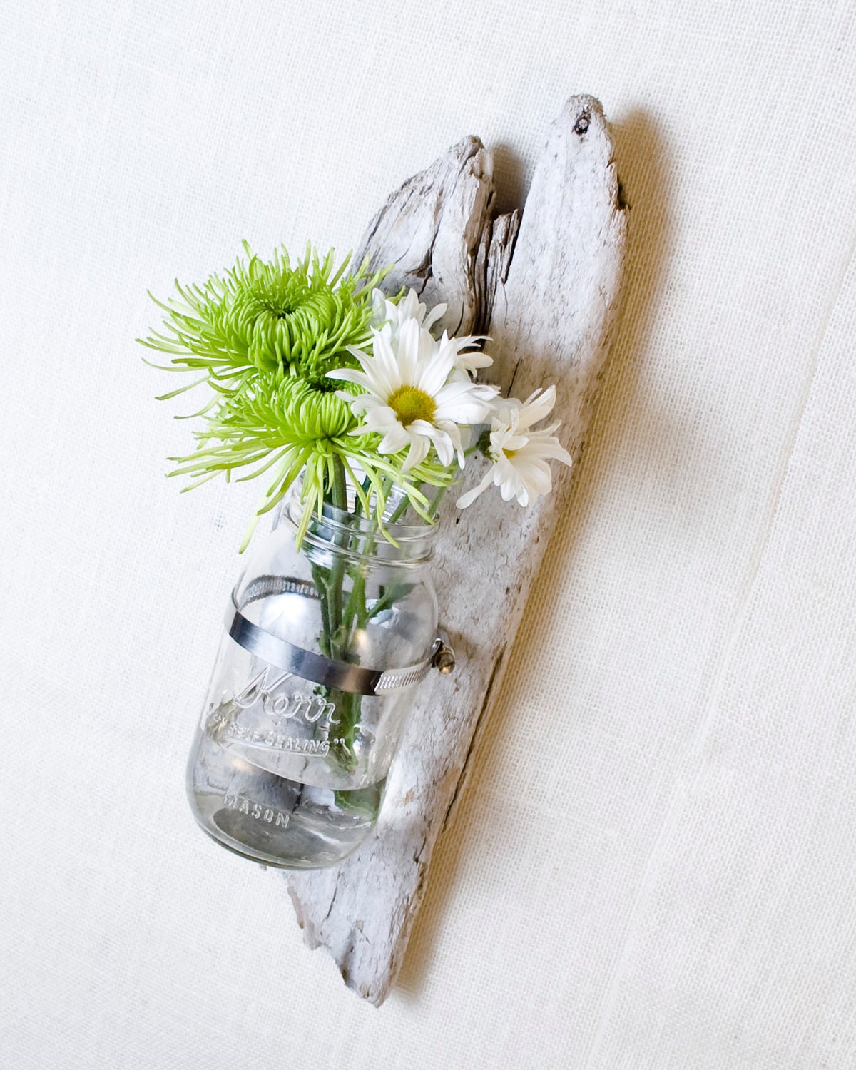 Driftwood Wall Vase Large Driftwood and Mason by EmilyAnotherCup