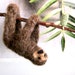 Sloth hanging ornament mobile needle felted plush miniature on a hemp cord