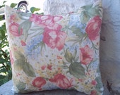 Floral Pillow Cover 16 Inch Square Upcycled 16 X 16