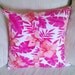 Pink Pillow Cover Flower Hawaiian Shirt 16 X 16 Upcycled, Eco Friendly
