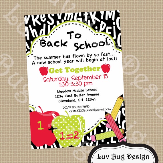 Items similar to Back To School Invite- Printable party invitation by ...