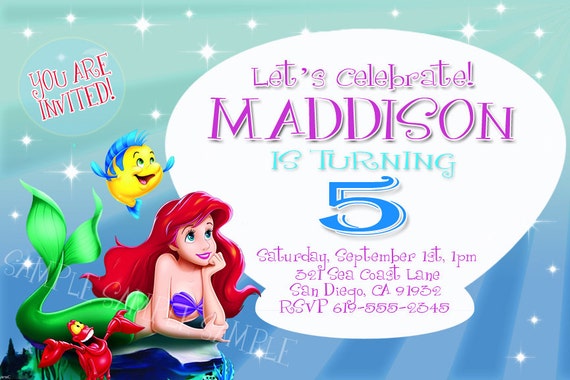 Little Mermaid Custom Invitations 4