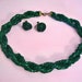 Emerald Green Seed Bead Necklace Earring Set