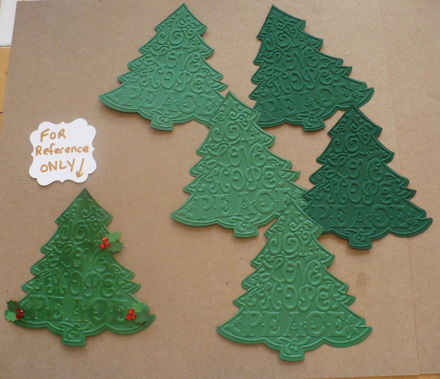 5 Embossed Christmas Tree / Trees Shapes from Sizzix Die