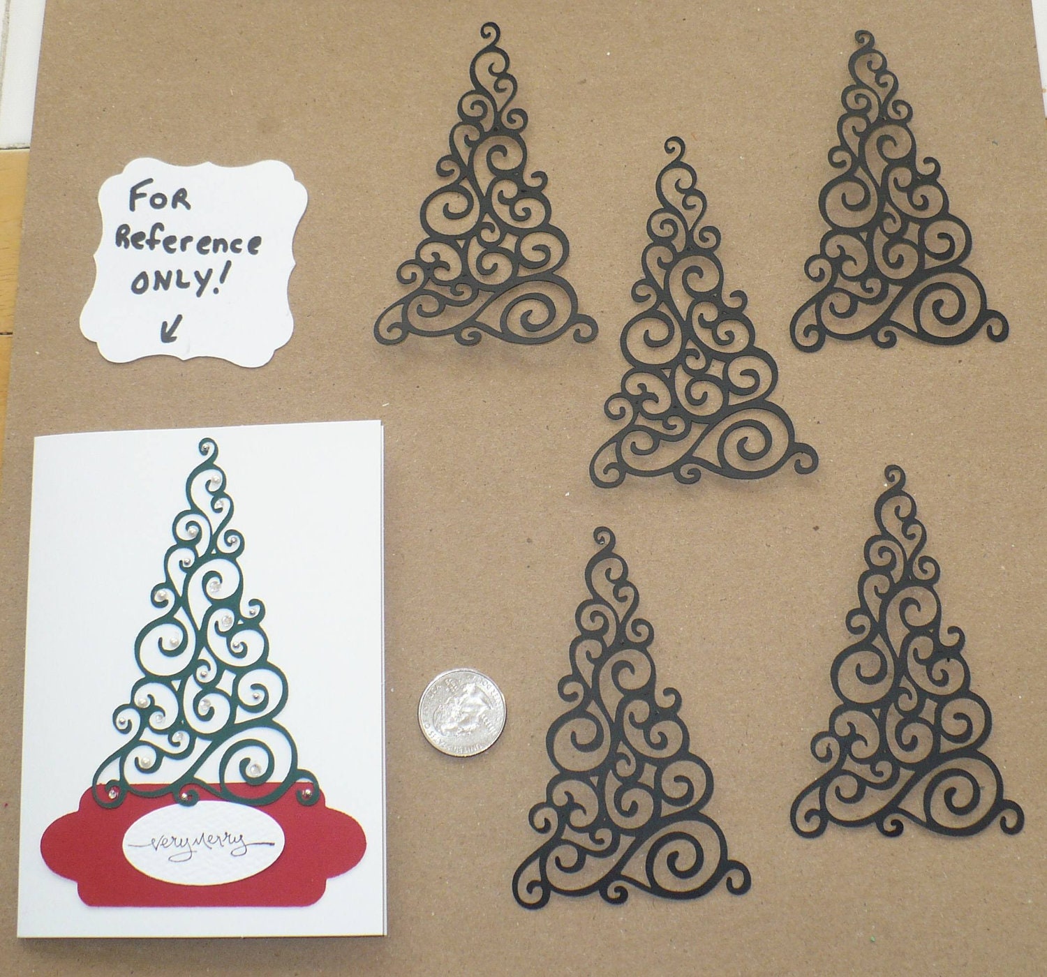 5 Cricut Scroll Christmas Trees Die Cuts Made From Black