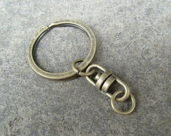 5 Key Chains with Swivel Connector and O-ring- Antique Brass Plated